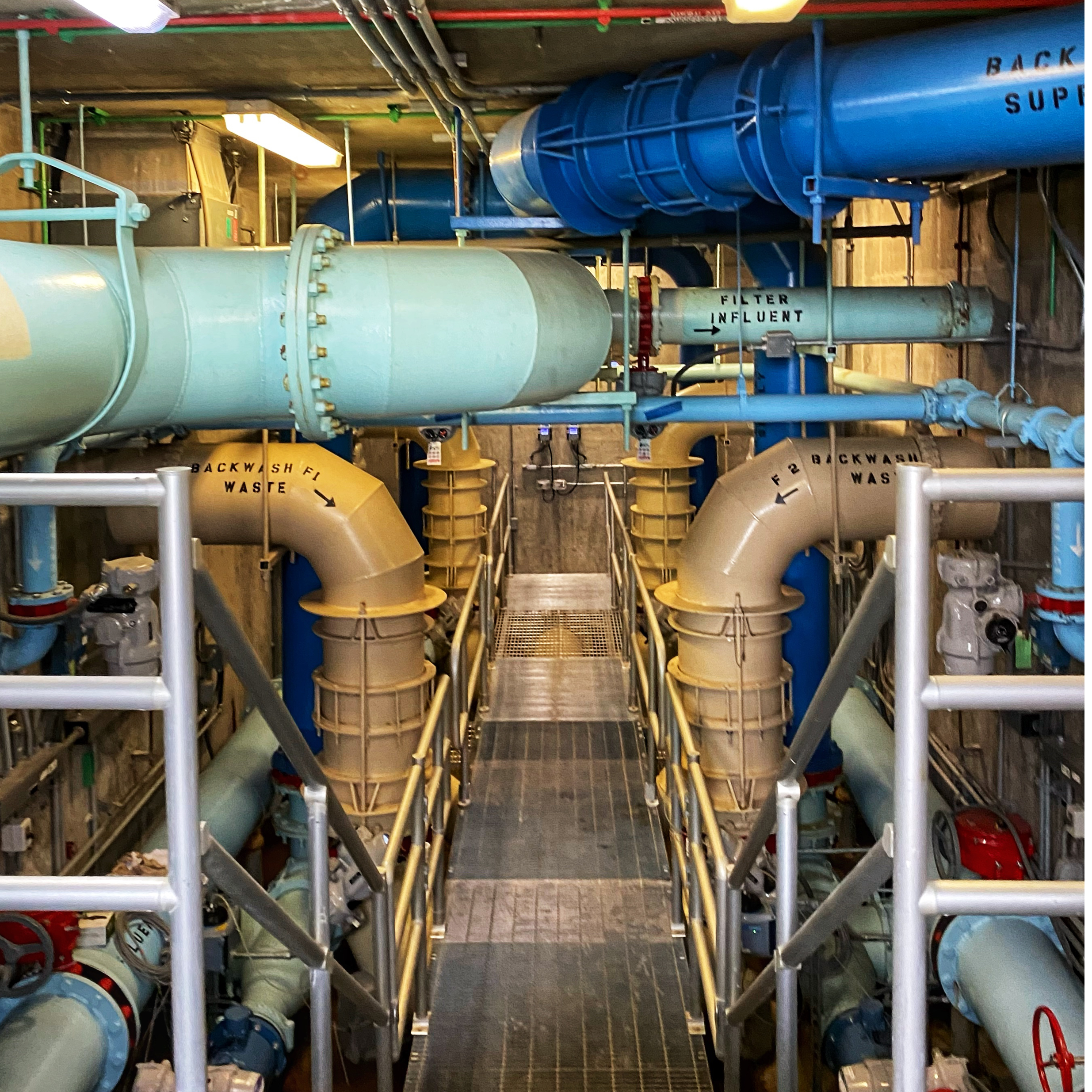 Water treatment plant pipes