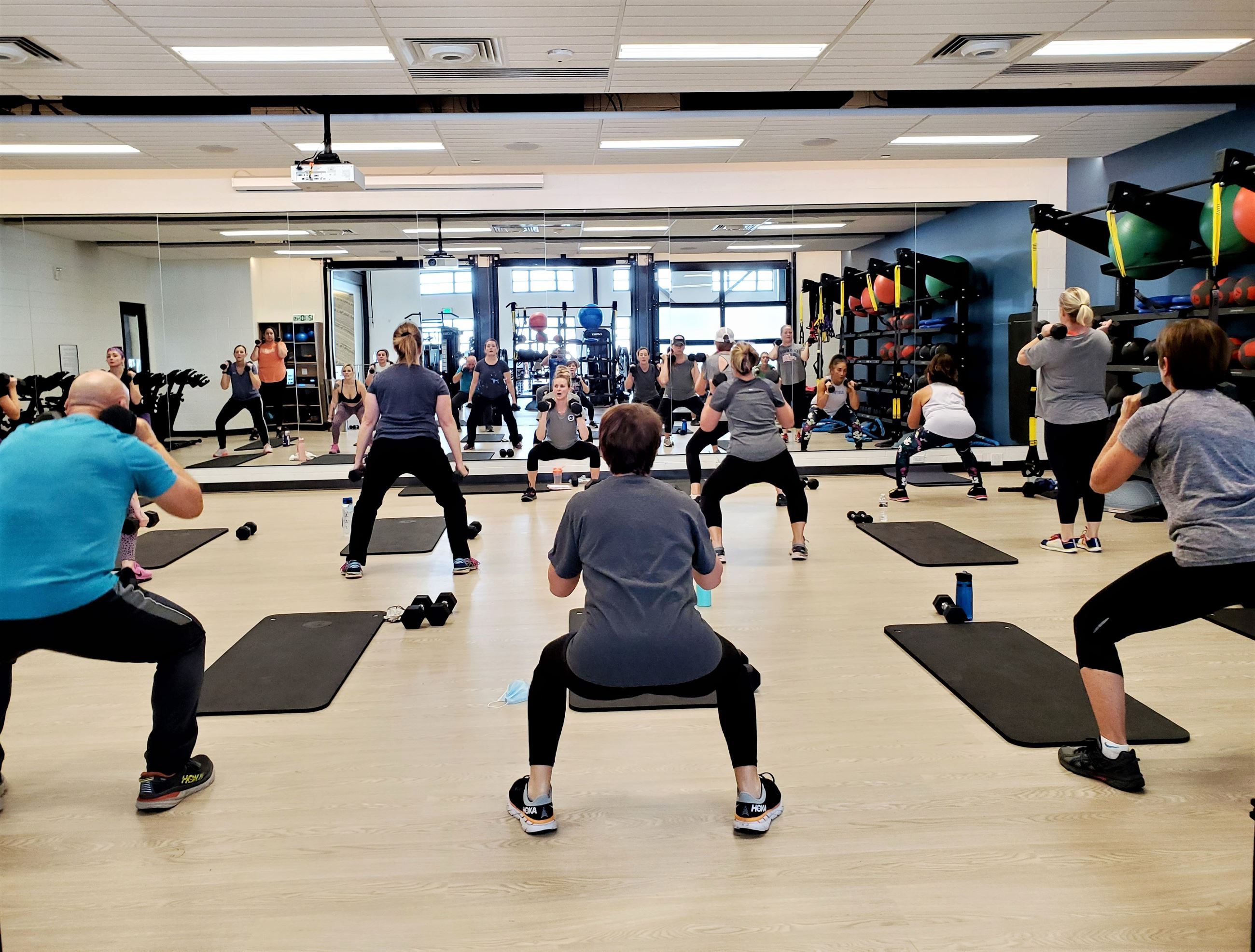 Picture of a fitness classes taking place