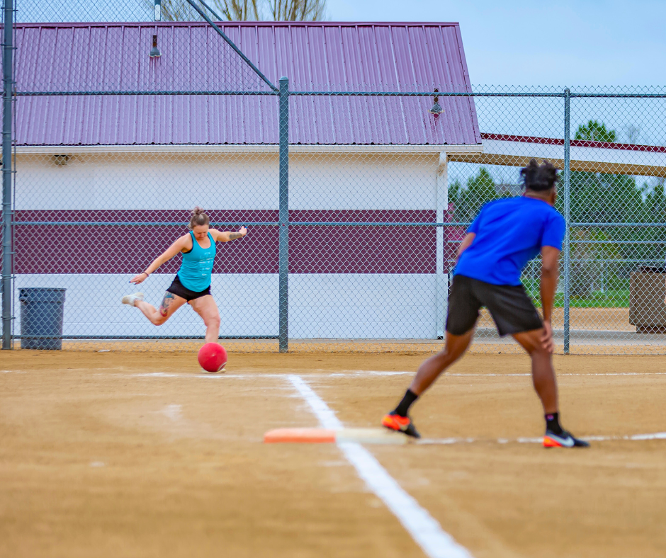 Photo of an adult kickball game