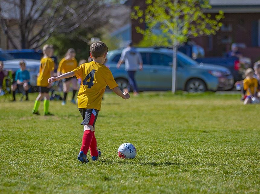 Phot of an 8U soccer game