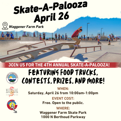 Third Annual Skate-A-Palooza on April 12 from 10:00 AM to 1:00 PM