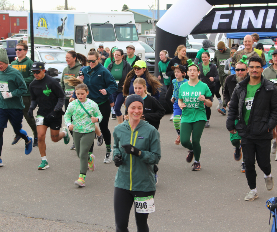 Photo of runners from the 2025 St. Patty’s Day Run
