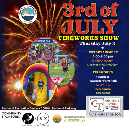 3rd of July 2025 at Waggener Farm Park. Entertainment from 5:00 pm to 9:00 pm. Fireworks at dusk. 