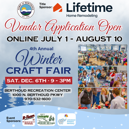 Winter Craft Fair 2025 Vendor Application. For more information please call 970-532-1600