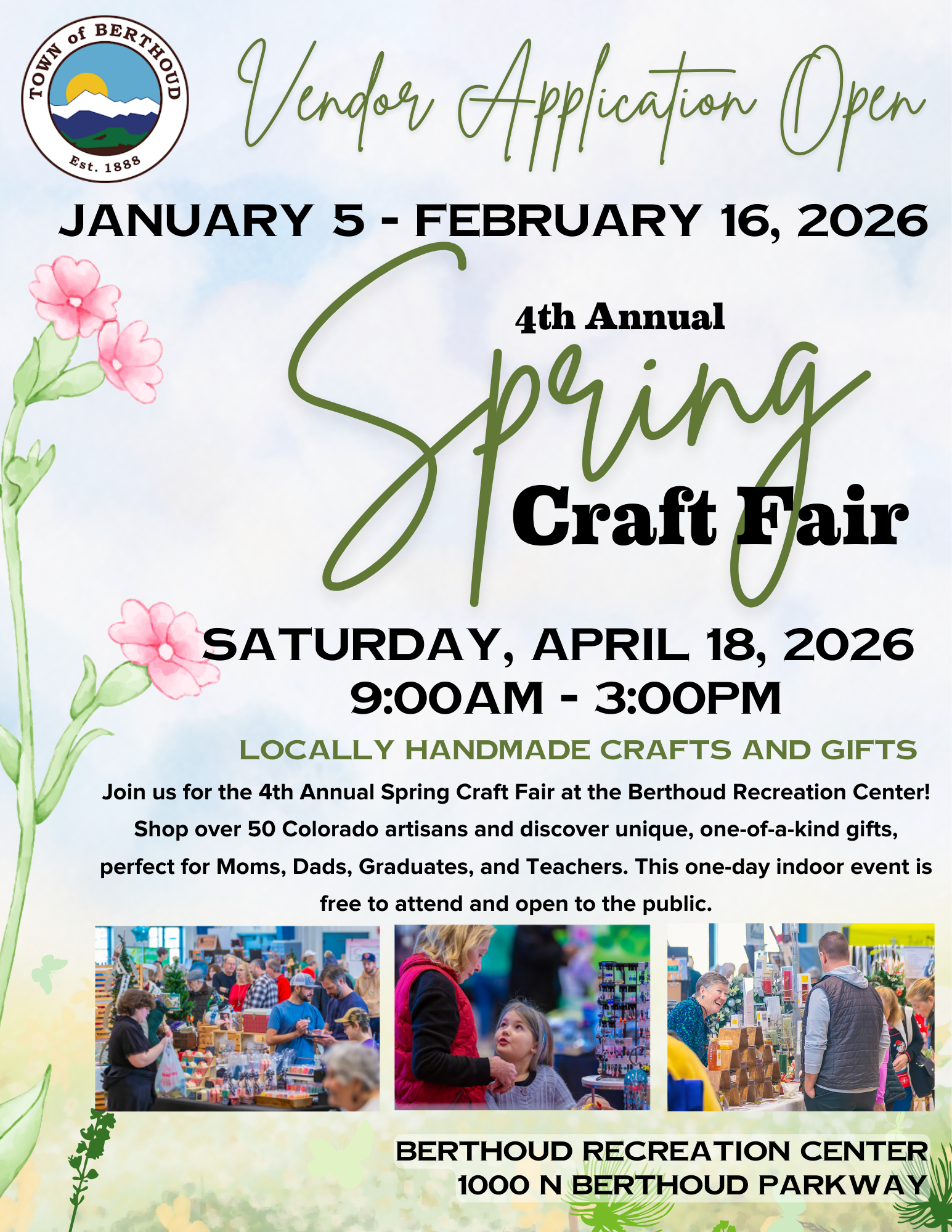 2026 Spring Craft Fair vendor application open January 5 - February 16, 2026