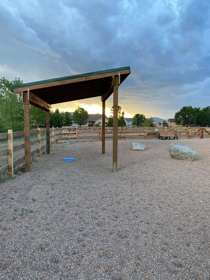 Pavilion and Bench at Fenced-In Dog Park